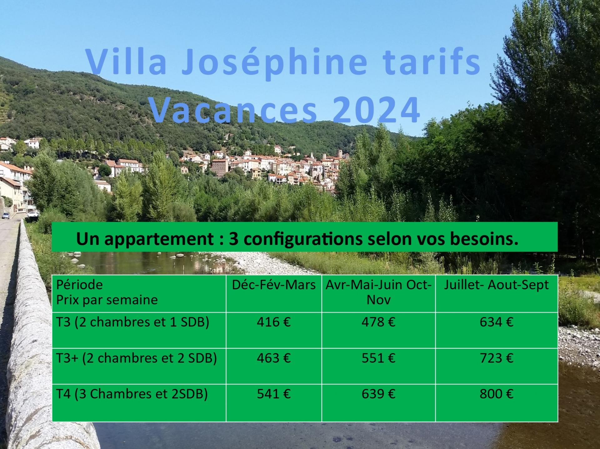 Tarif vacances 2024